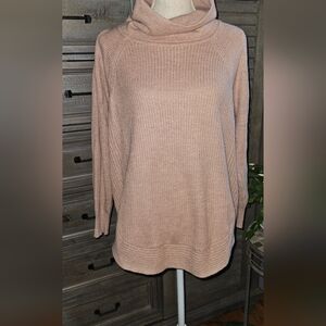 Ivanka Trump Women's Pink Cowl Neck Sweater w/Copper Side Zips Sz Med Like New